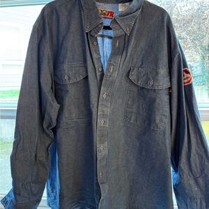 Walls FR Mens 2XL Flame Resistant Work Shirt Blue Button-Up Shirt